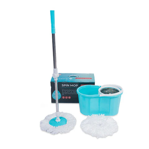 Spin Mop Steel Bucket, 360-Degree with Microfiber Mop Head