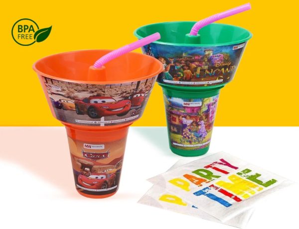 Kids Snacks Bucket With Straw Cup(random Color & Character)